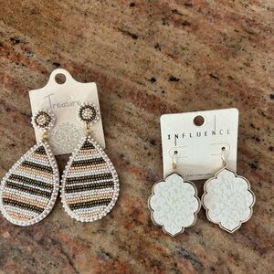 Gold and Cream Scalloped Earrings